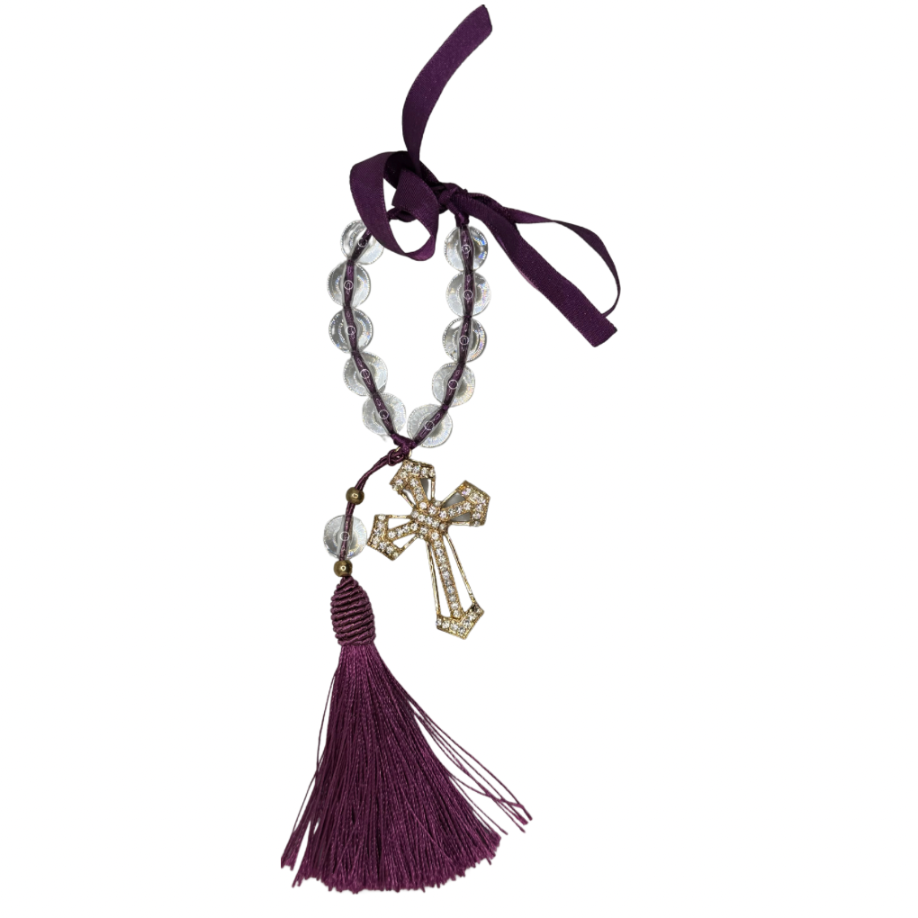 Dezena para carro crucifixo c/ strass