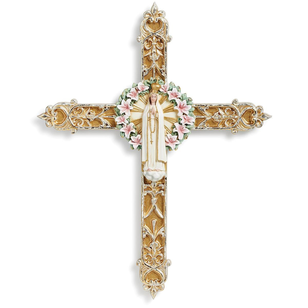 Cruz de Parede Nossa Senhora de Fátima - 26cm