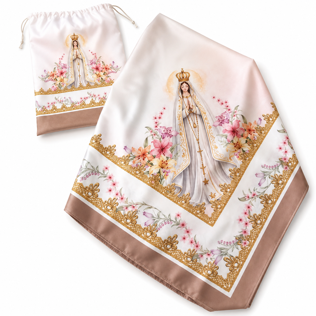 Lenço de Seda Nossa Senhora de Fátima
