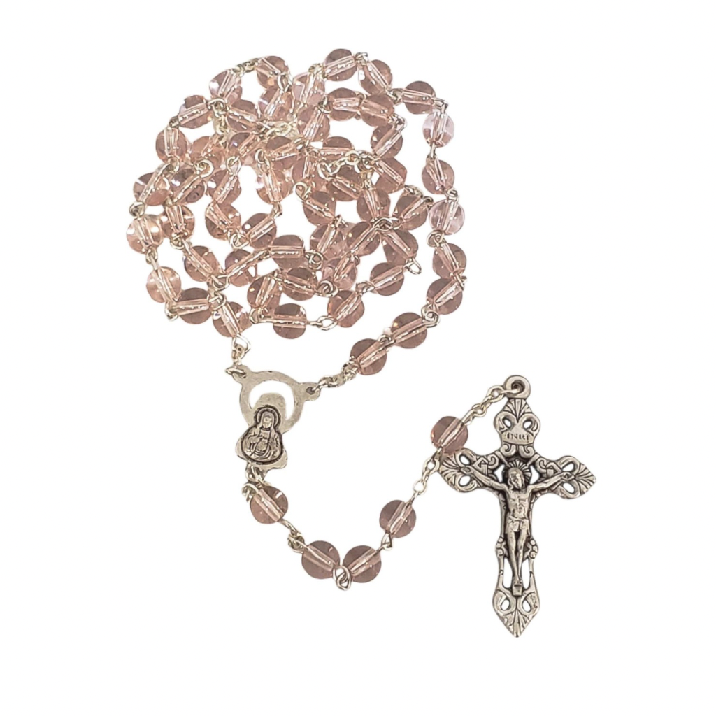 Terço de Murano Rosa