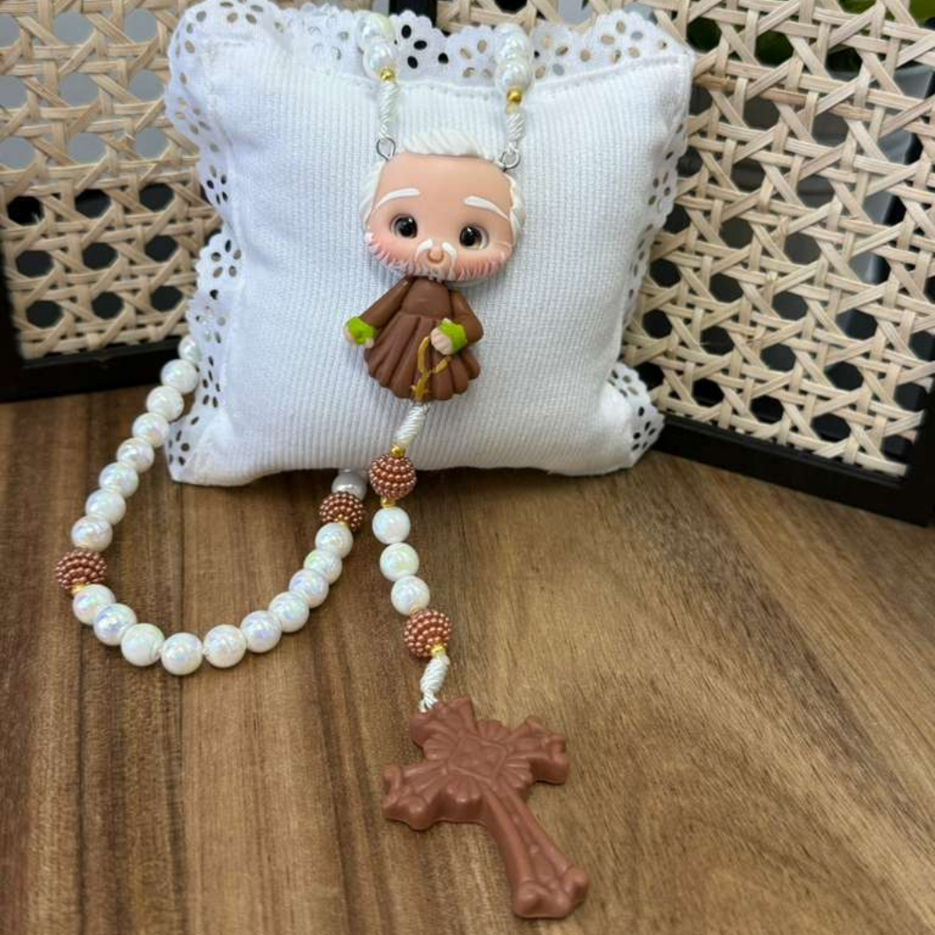 Padre Pio Rosary – White Pearls