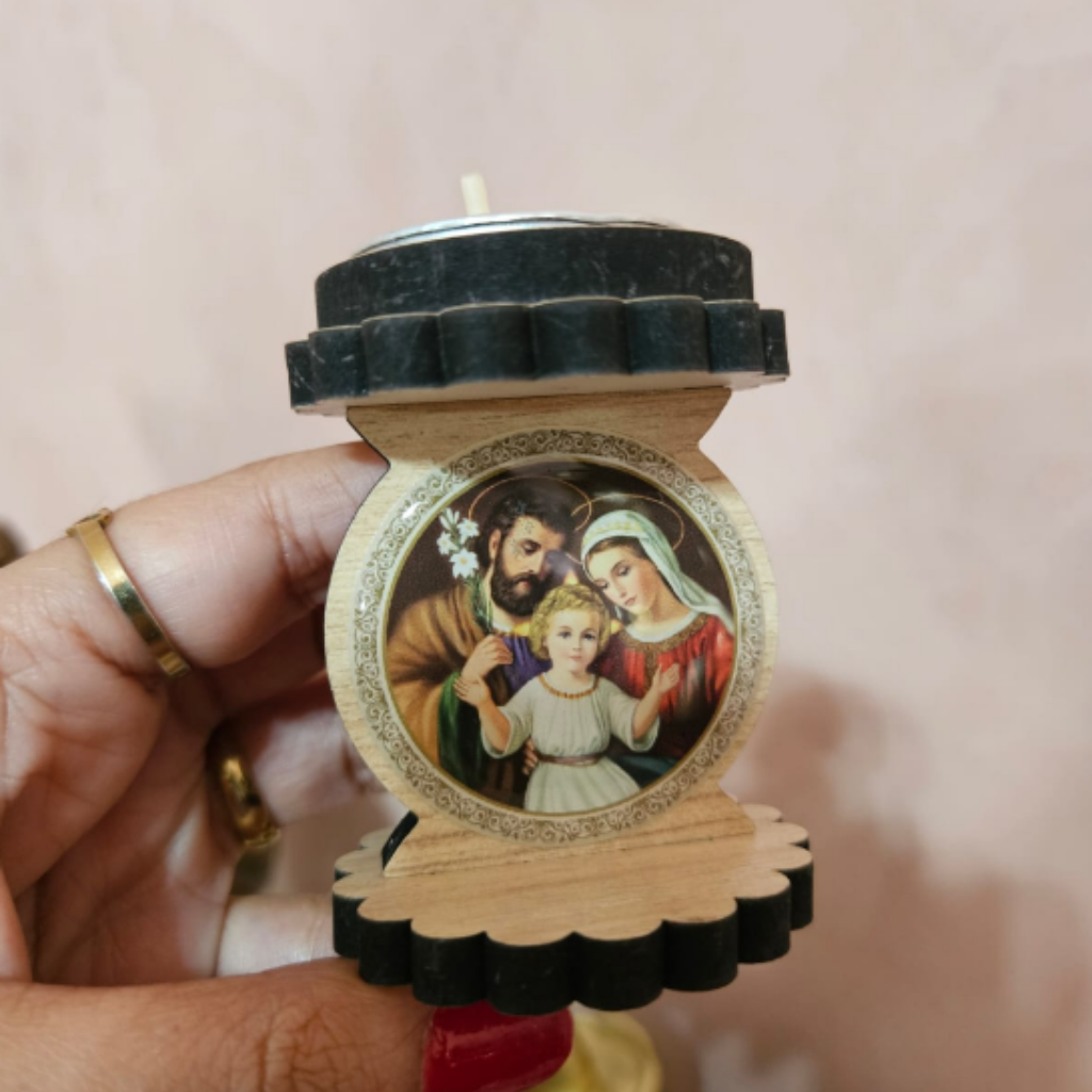 Luminária Mini Sagrada Família com vela