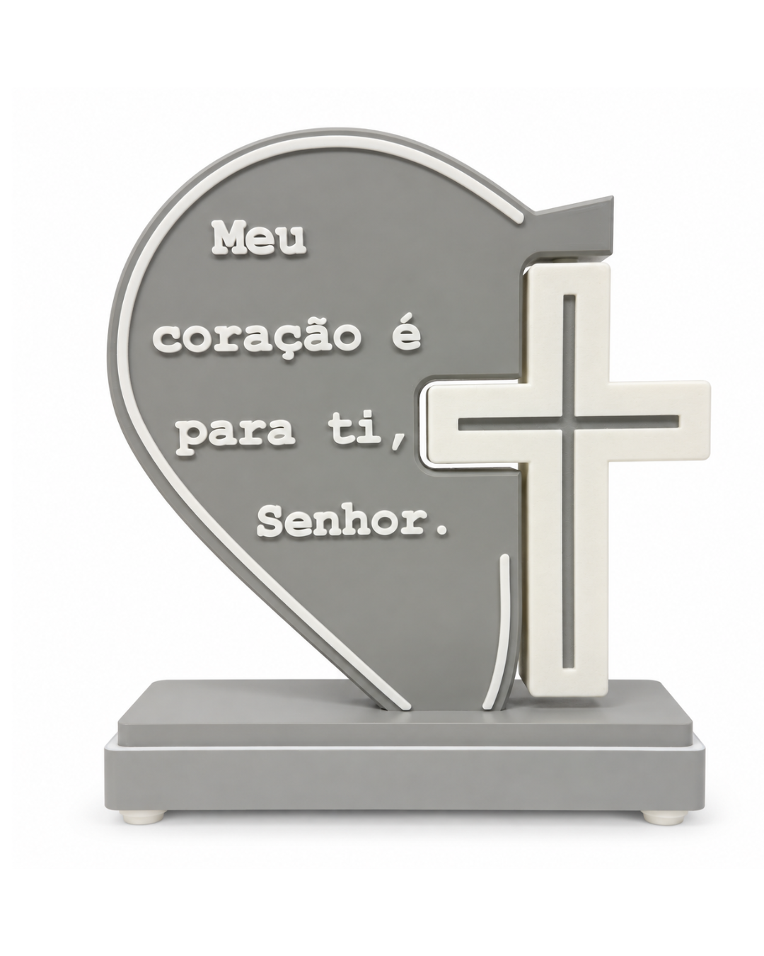 Adorno De Mesa Coracao Prata- Impressao 3D - 25 cm