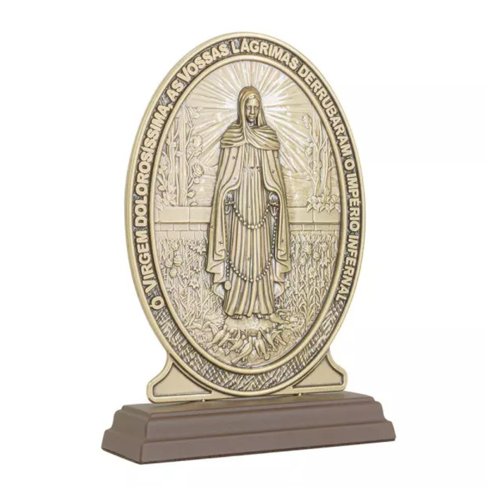 Adorno Medalha de Nossa Senhora das Lagrimas Ouro Velho 19cm