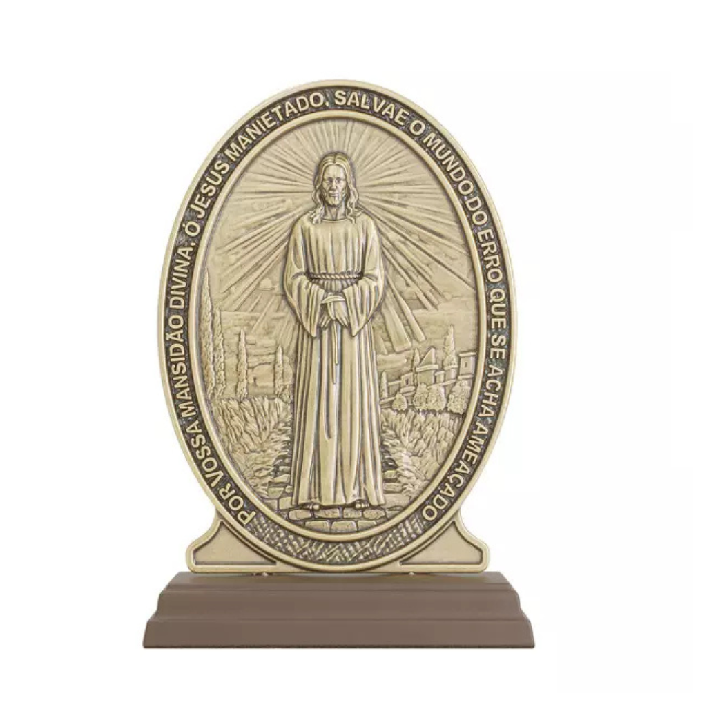 Adorno Medalha de Nossa Senhora das Lagrimas Ouro Velho 19cm