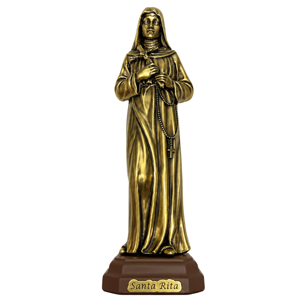 Adorno Santa Rita Dourada com Base - 21cm