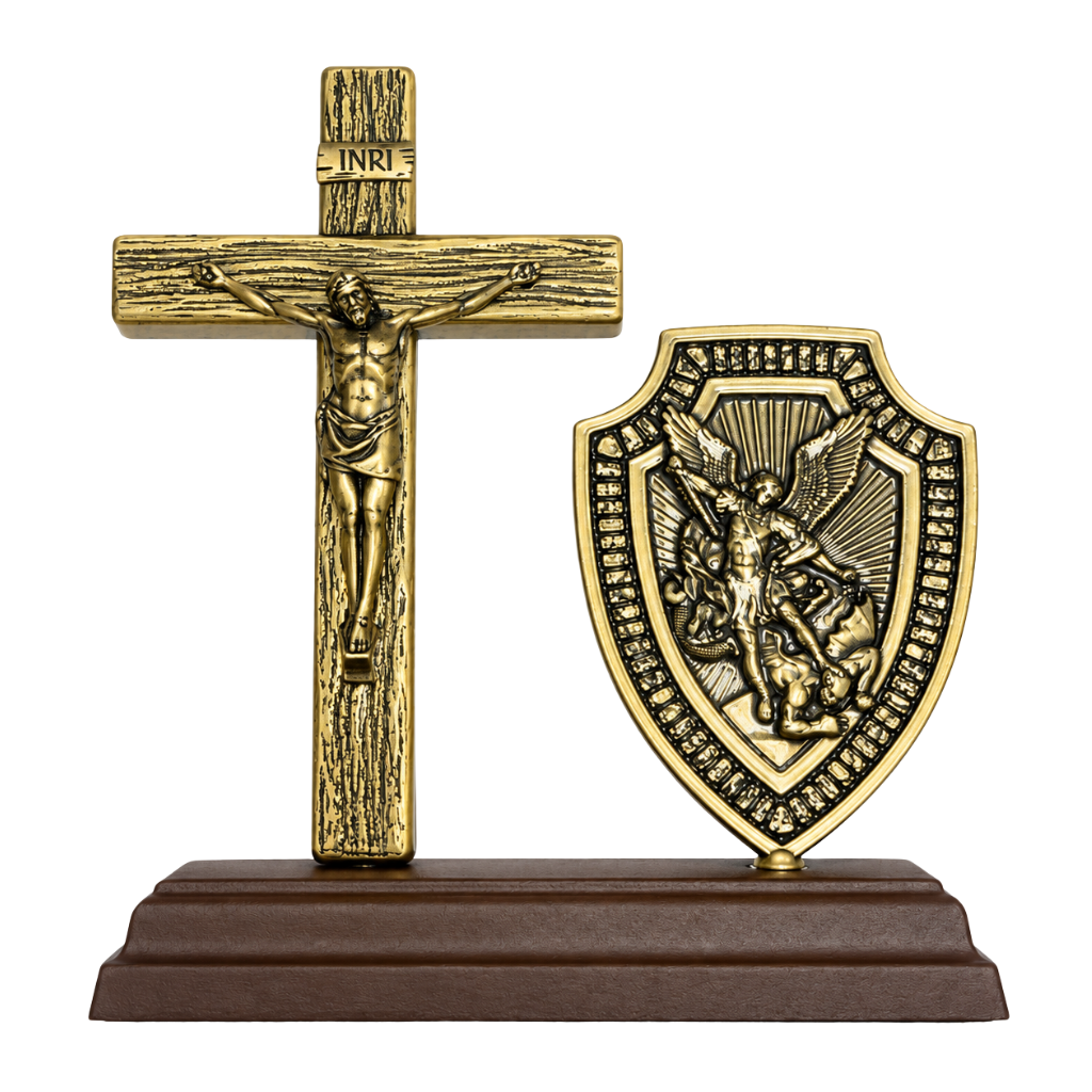 Adorno São Miguel Arcanjo com Crucifixo