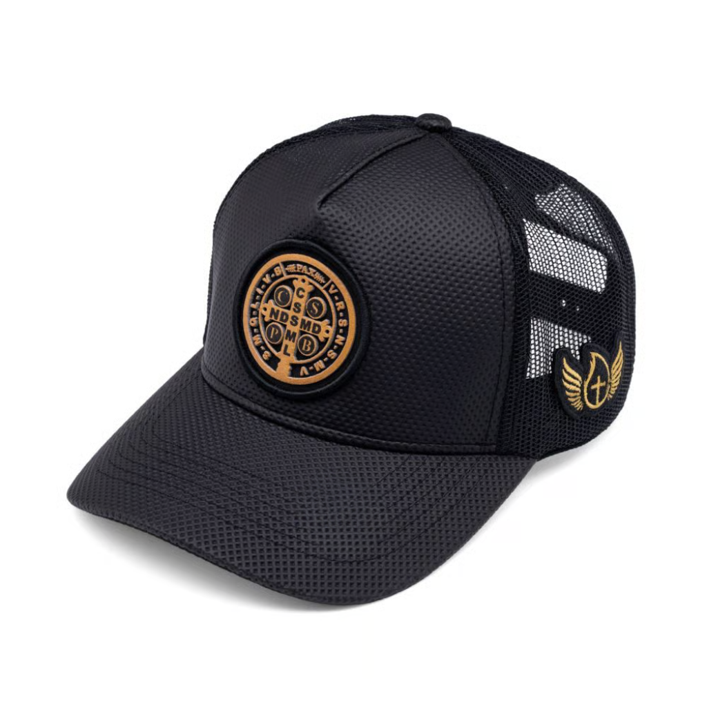Boné Medalha de São Bento - Preto e Dourado