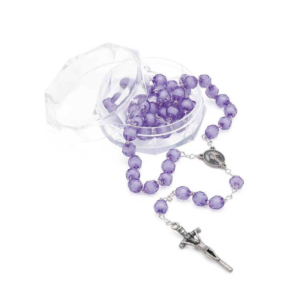 Terço Cristal Acrílico Nossa Senhora das Graças Lilás