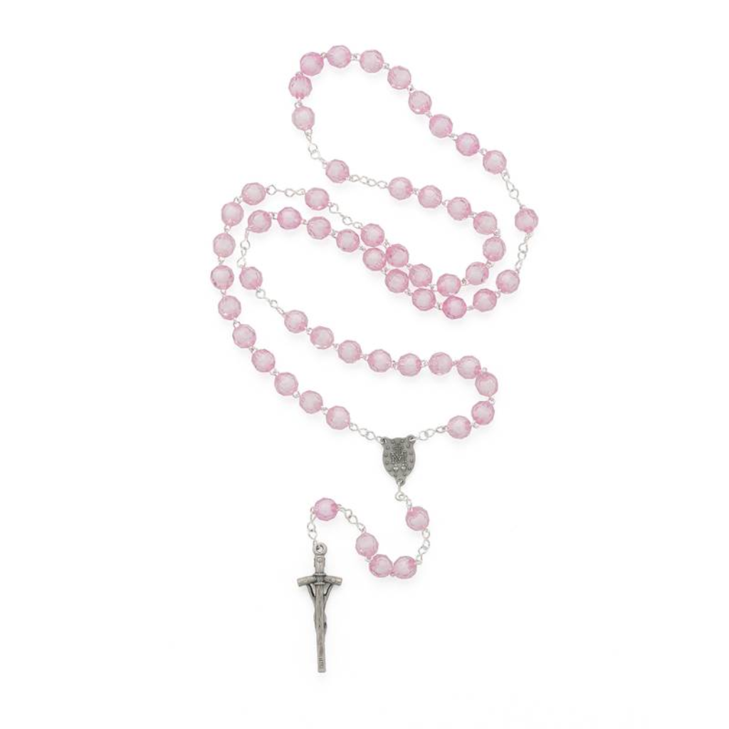 Rosary Our Lady of Graces Pink Acrylic Crystal