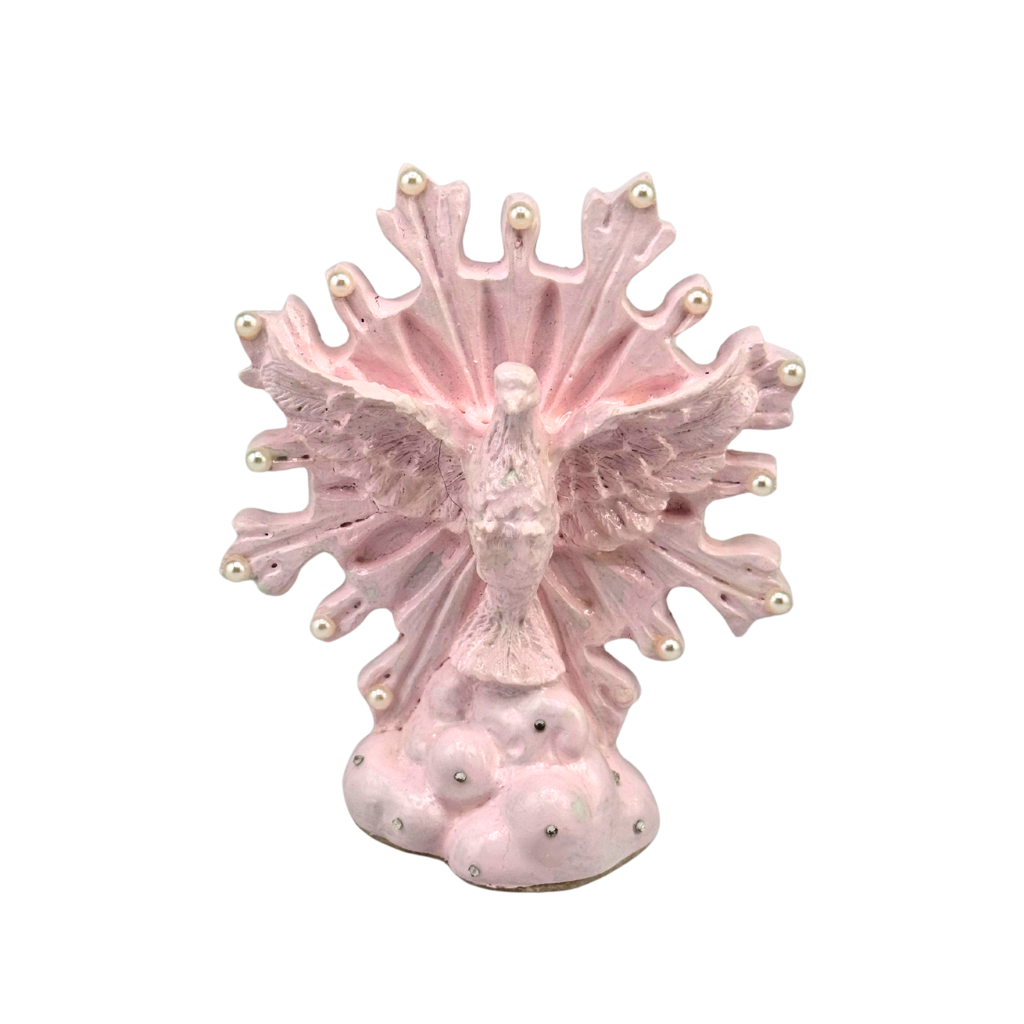 Espíritu Santo de Mesa en Resina Rosa – 10 cm