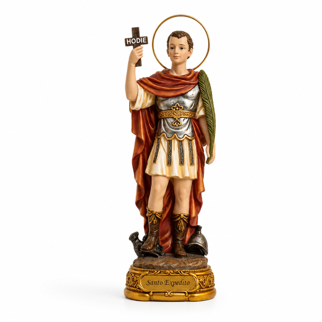Santo Expedito 20cm Resina (C/ Auréola)