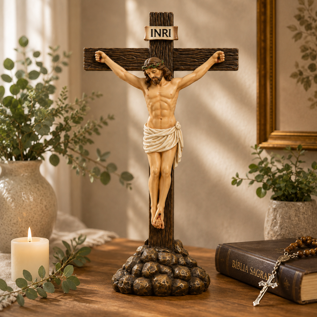 Crucifixo de Mesa 20cm Resina