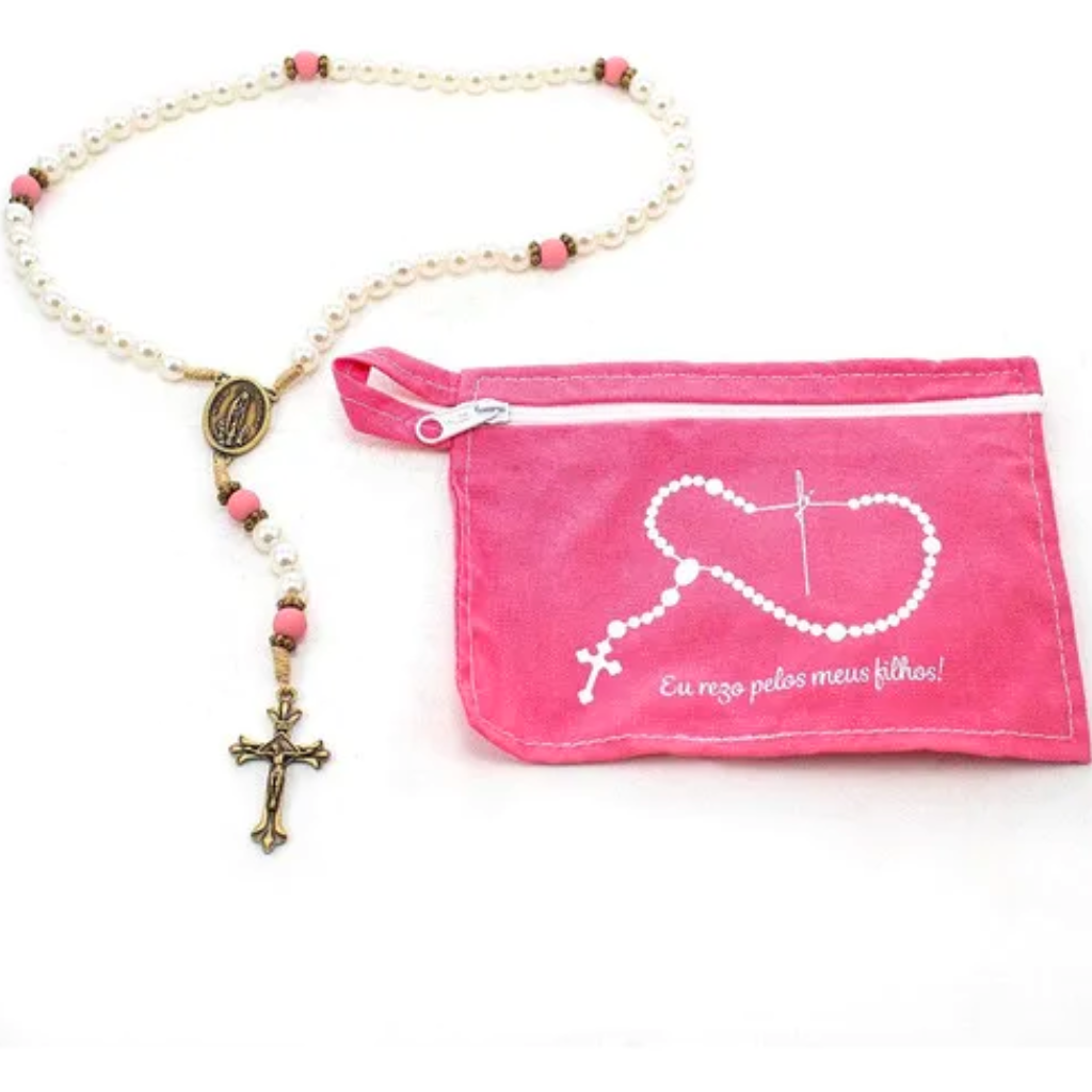 Terço Nossa Senhora De Fatima Rosa