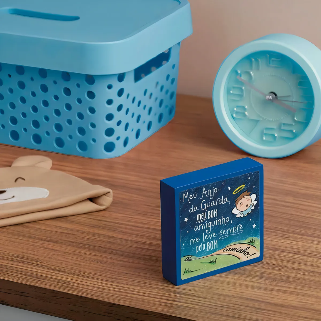 Children's Block My Guardian Angel Wood Blue