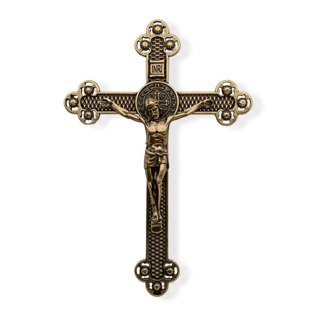 Cruz Decorativa Ouro Velho Batido 23,2 x 16 cm