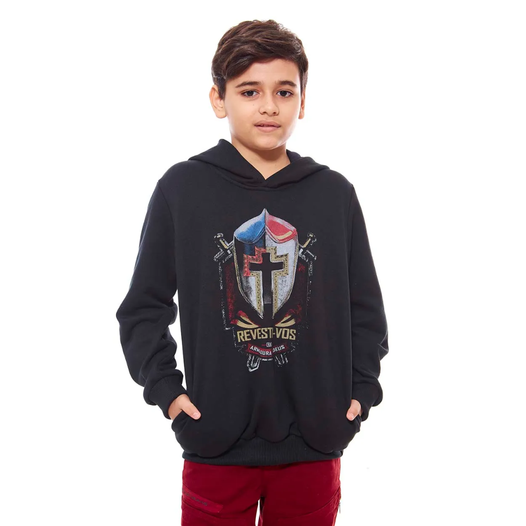 Moletom infantil Revesti-vos da Armadura de Deus
