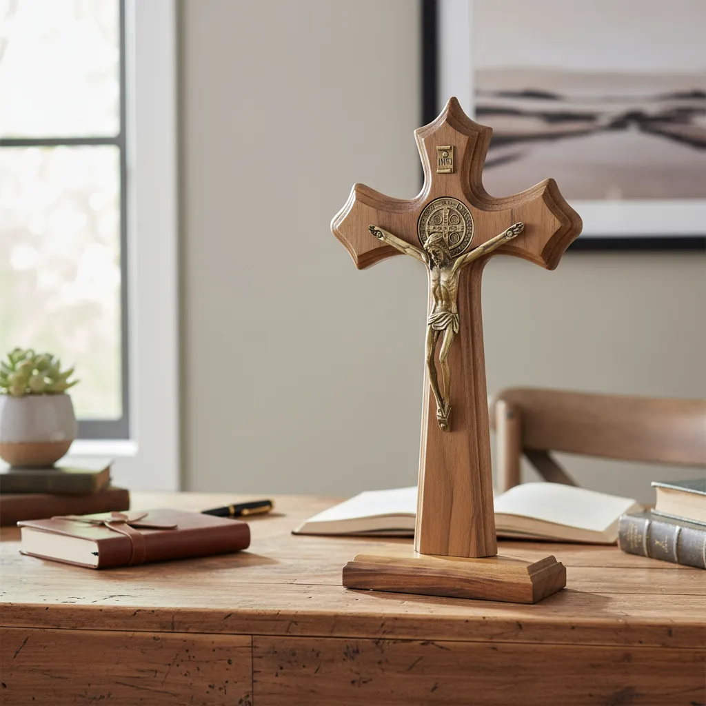 Crucifixo De Mesa E Parede São Bento 23cm