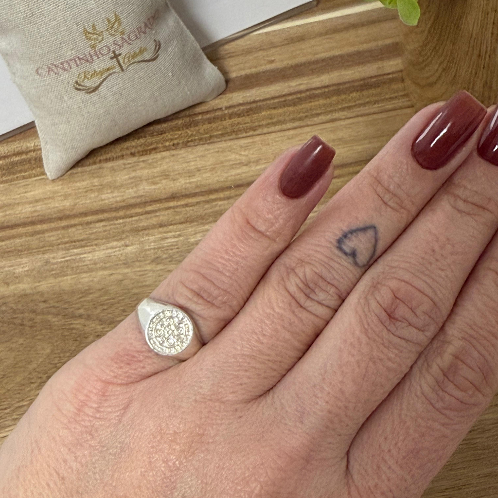 Anel Medalha de São Bento Prata 925