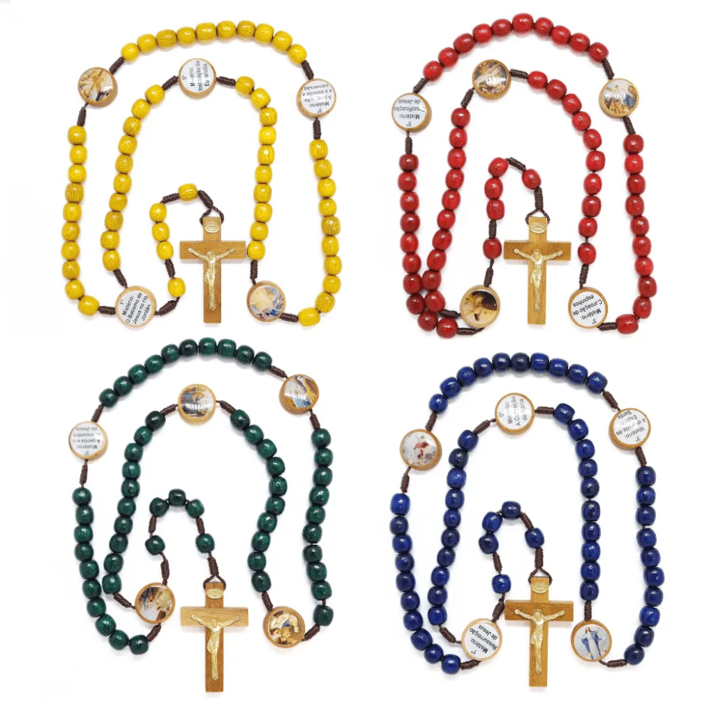 Rosary Set in 4 Colorful Beads with Mysteries and Personalized Box