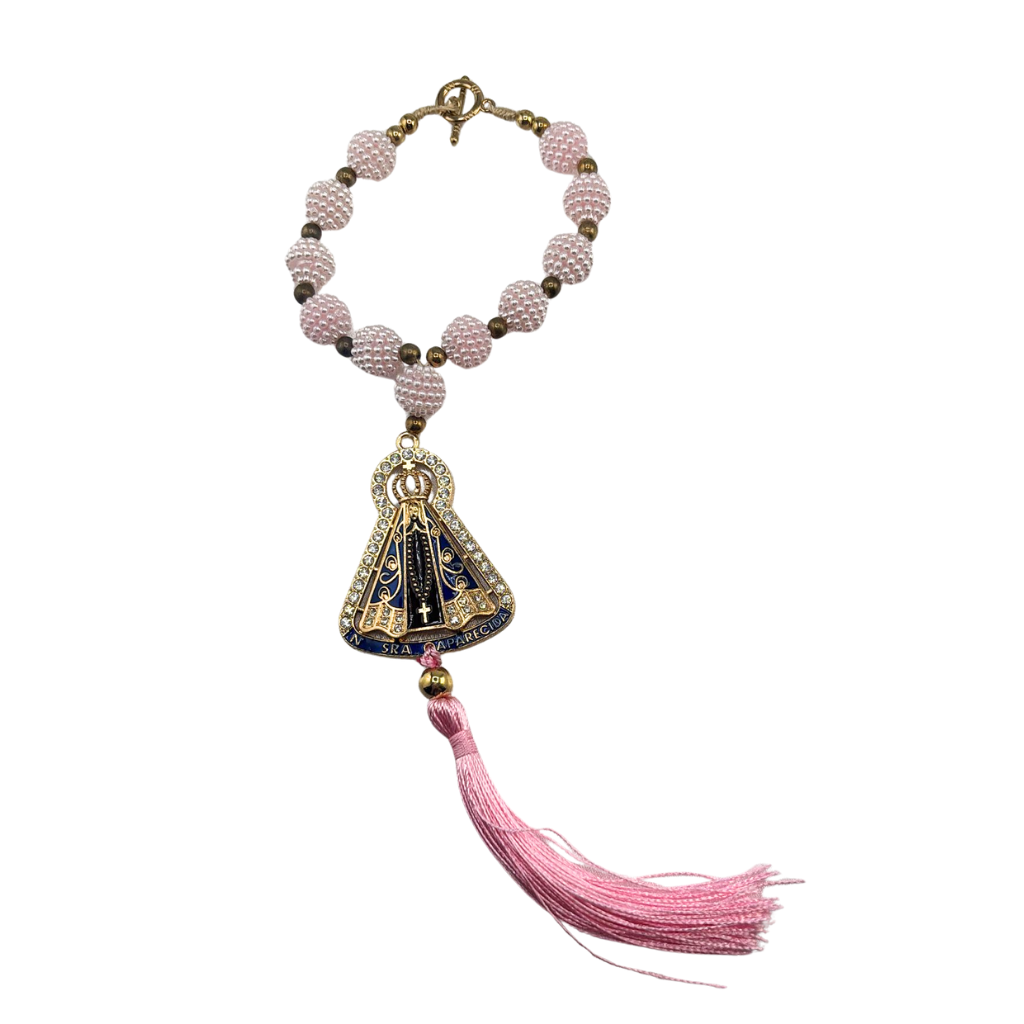 Our Lady of Aparecida Rosary, Pearl Iridescent - Pink