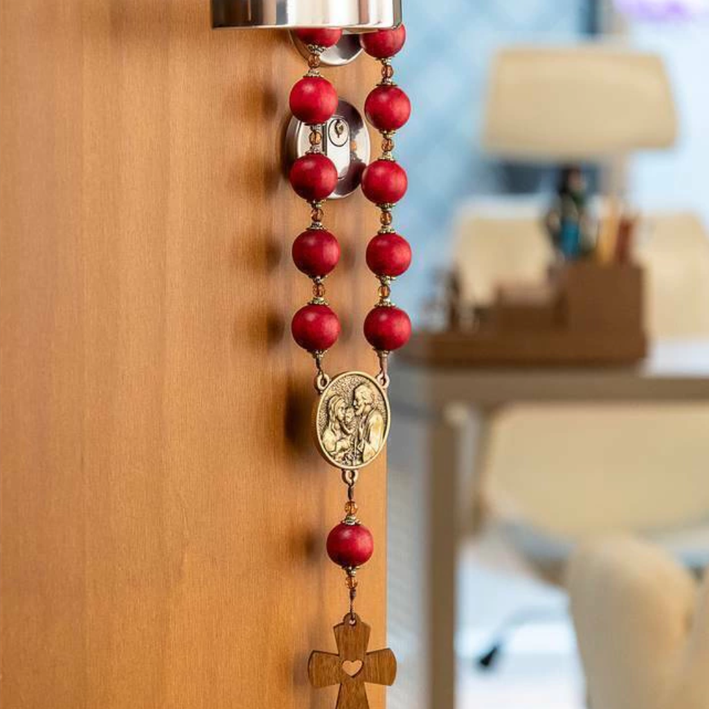 Sacred Family Door Rosary in Imbuia Wood