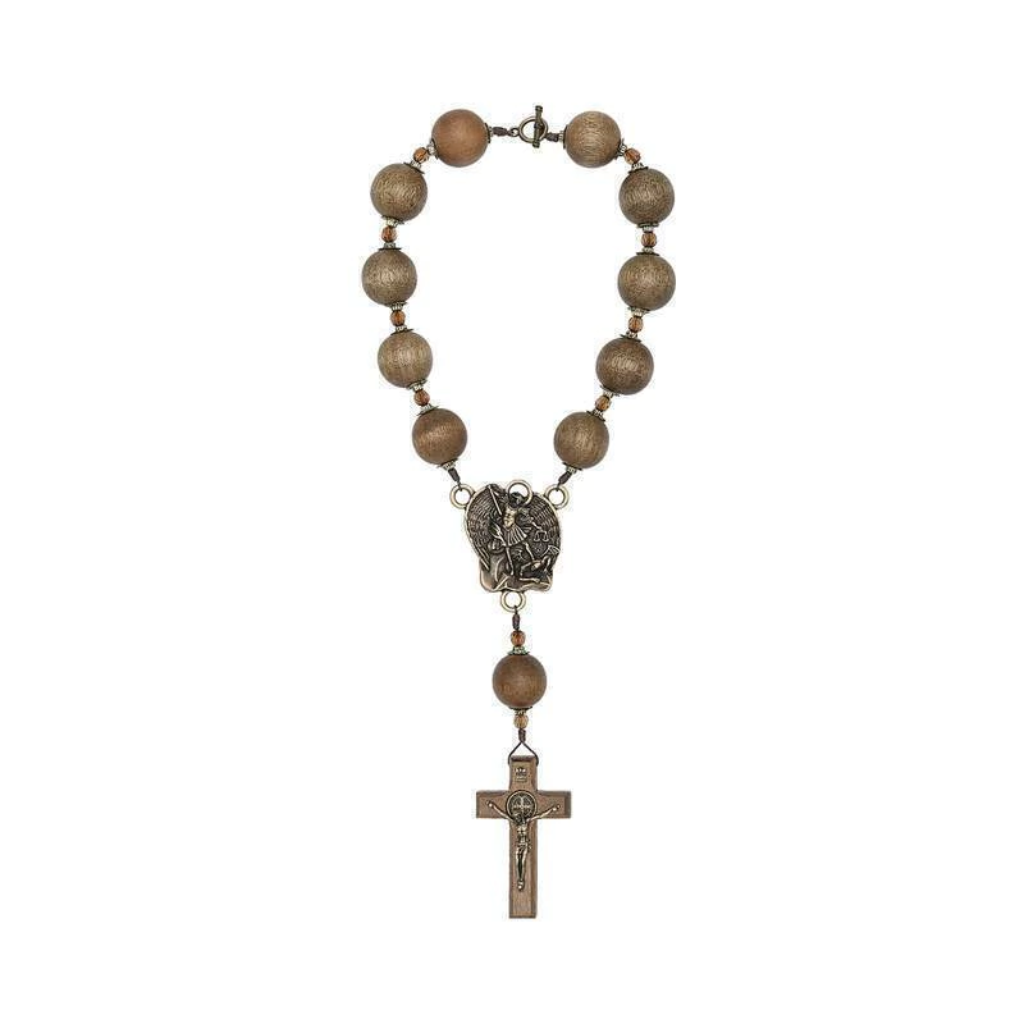 Saint Michael the Archangel Door Rosary, Imbuia Wood