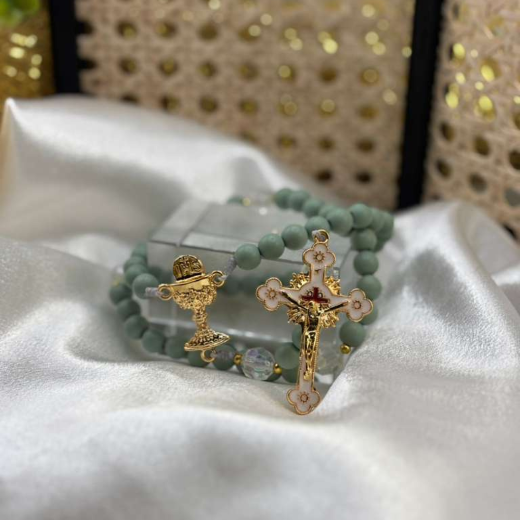 Green Rosary with Chalice