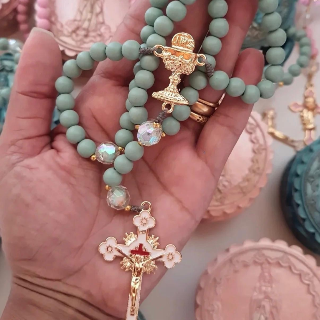 Green Rosary with Chalice