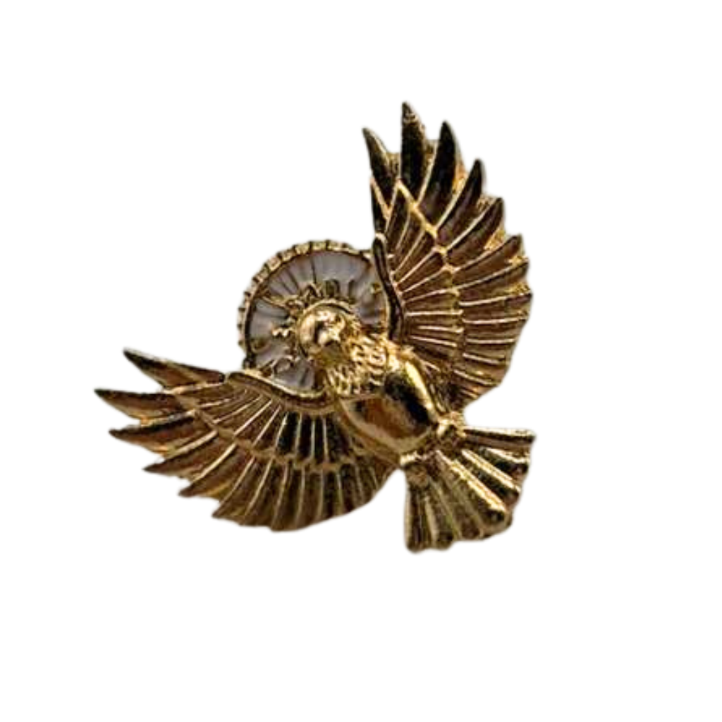 Broche dorado del Espíritu Santo