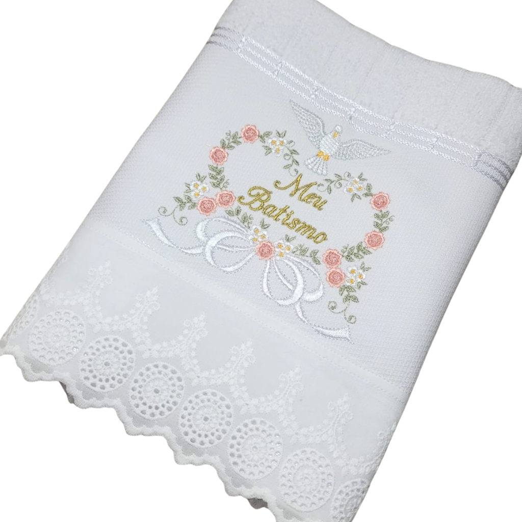 Toalha “Meu Batismo”– Floral com Rosas