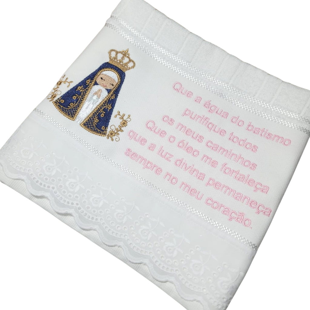 Baptismal towel with Our Lady of Aparecida design - Washcloth