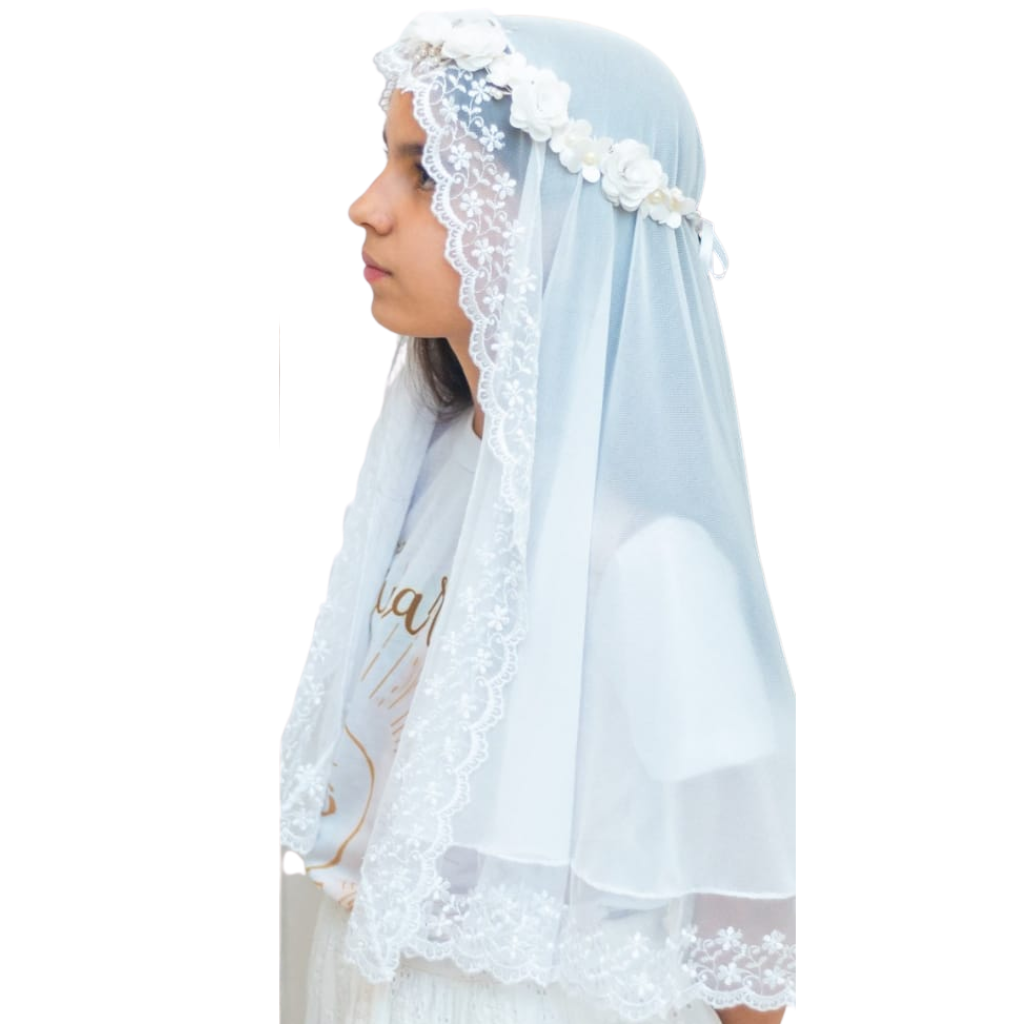 First Communion Kit with Flower Tiara (Size M)