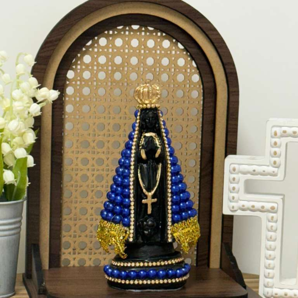 Nuestra Señora Aparecida Negra con azul real - 18cm
