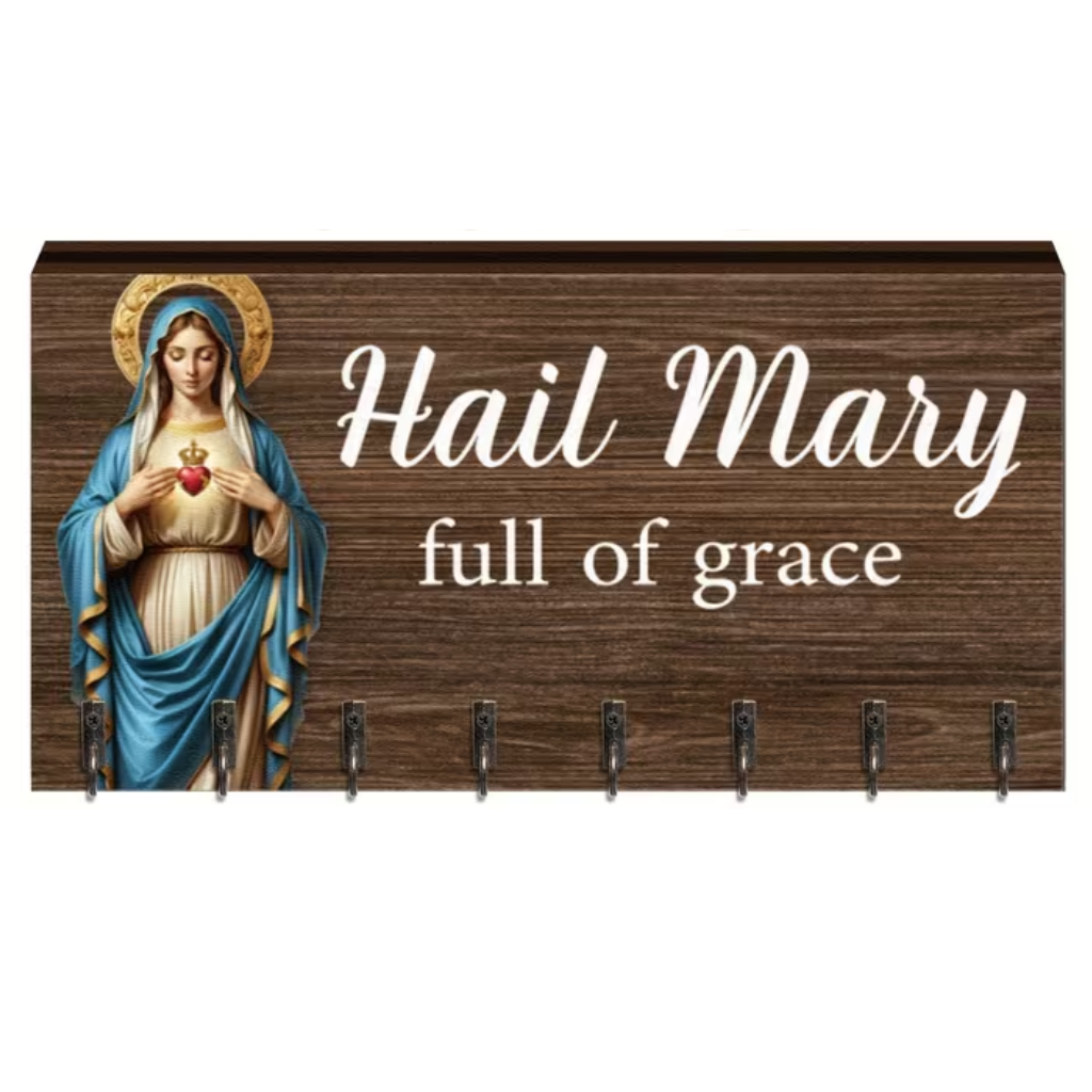 Hail Mary Rosary Holder - Wood