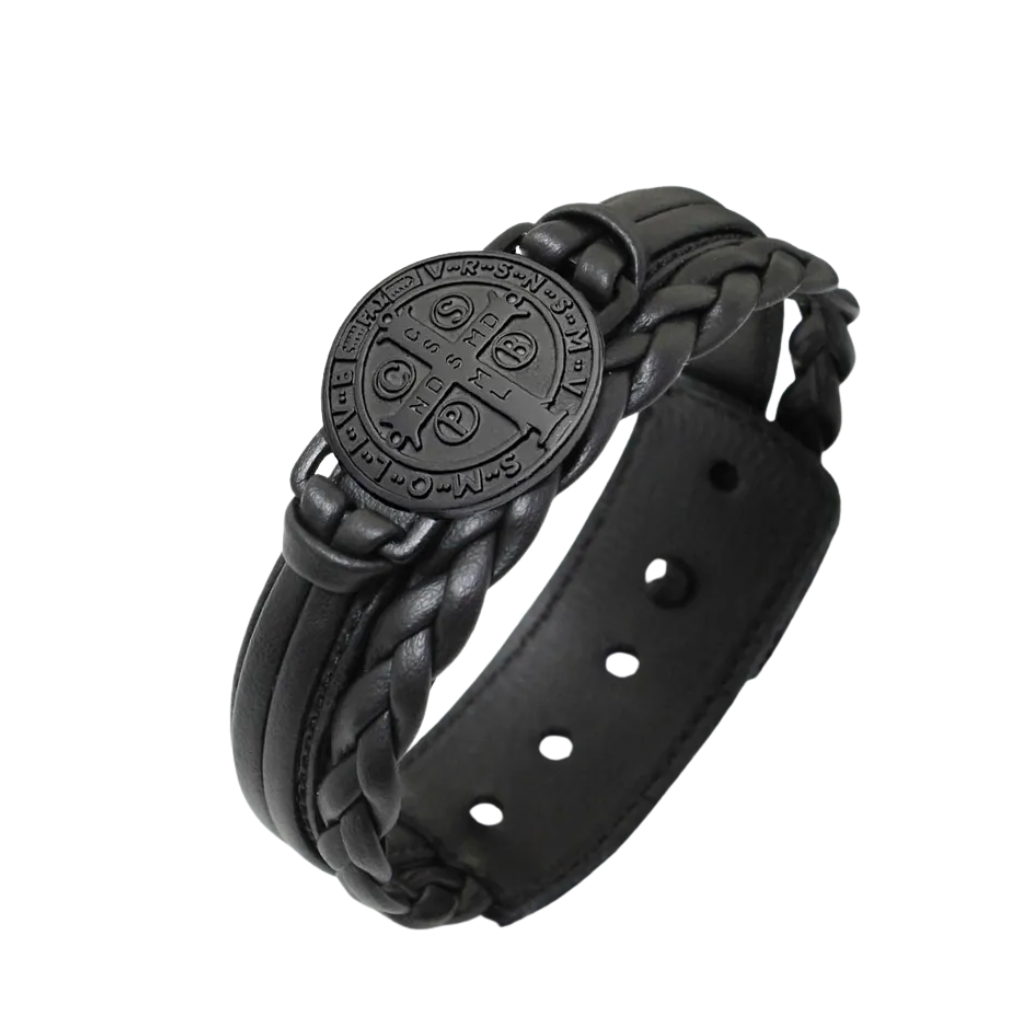 Pulseira Bracelete São Bento - Couro