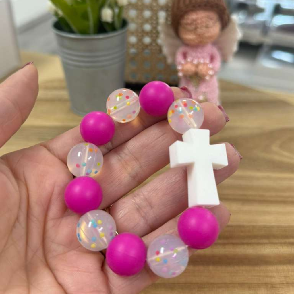 Terço De Pulso Silicone Mordedor - Rosa