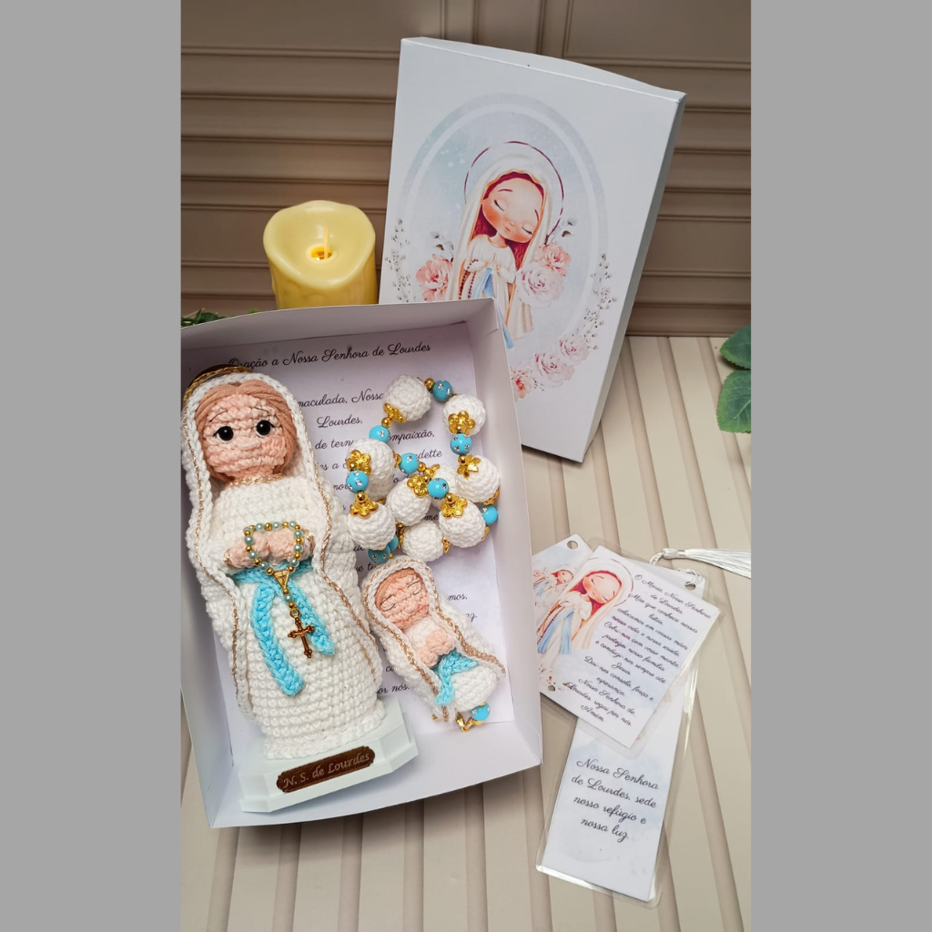 Kit Nossa Senhora de Lourdes em Crochê – Edição Especial Dia das Mães