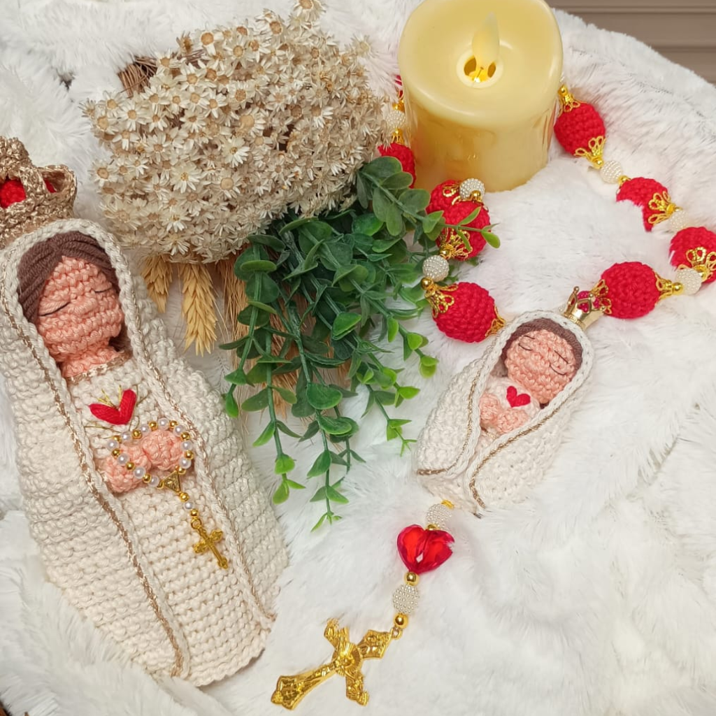 Kit Nossa Senhora de Fátima em Crochê – Edição Especial Dia das Mães