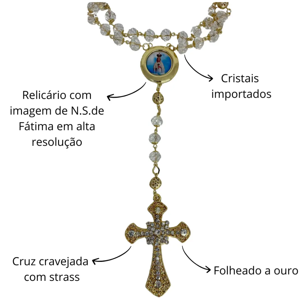 Terço Nossa Senhora De Fátima Cristal