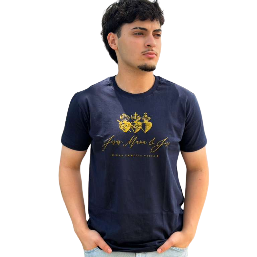 Camiseta Jesús, María y San José - Azul