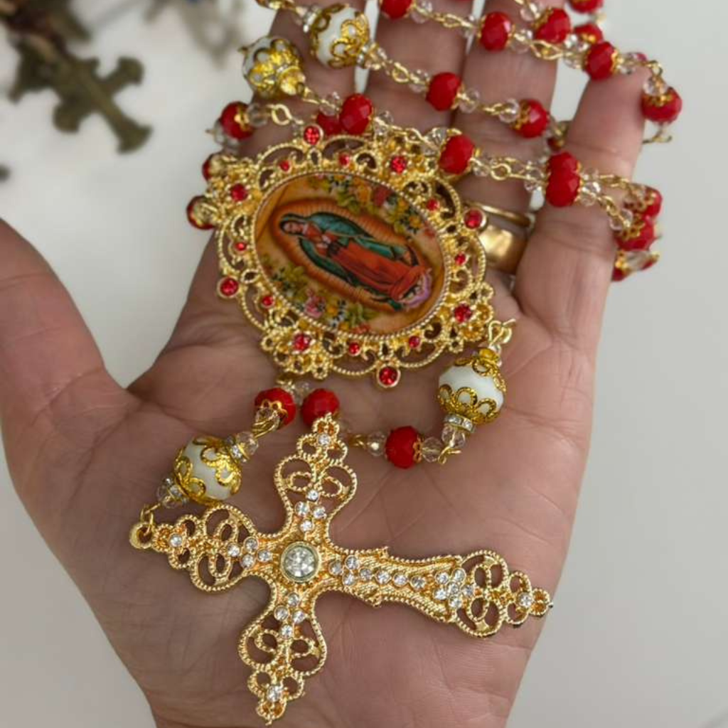 Terço Guadalupe Luxo - Vermelho