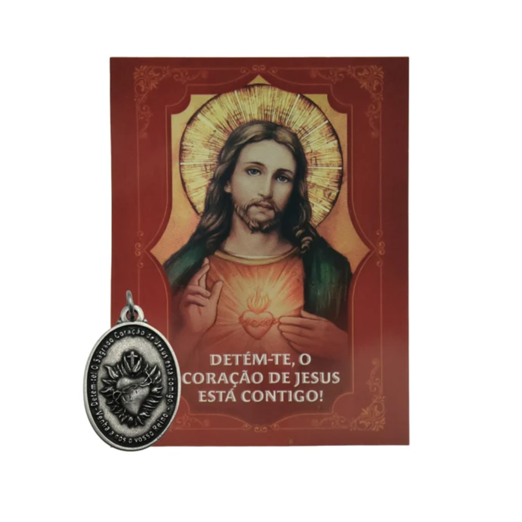 Medalha 25mm Detem-te Sagrado Coração de Jesus - Hesed