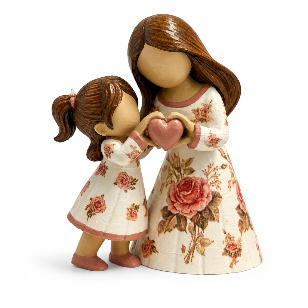 Mãe e Filha com Coração - 13cm