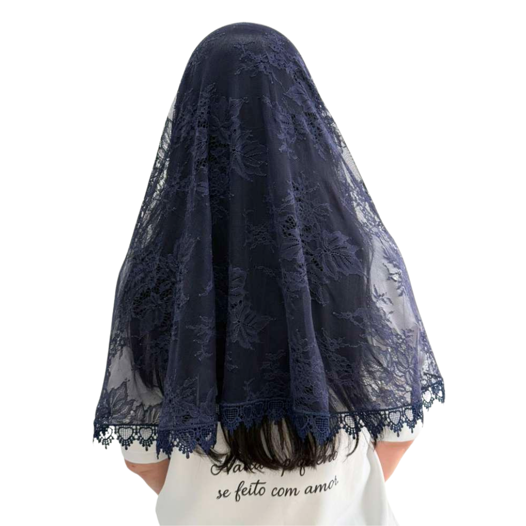 Véu Tradicional Nossa Senhora de Fátima Azul marinho