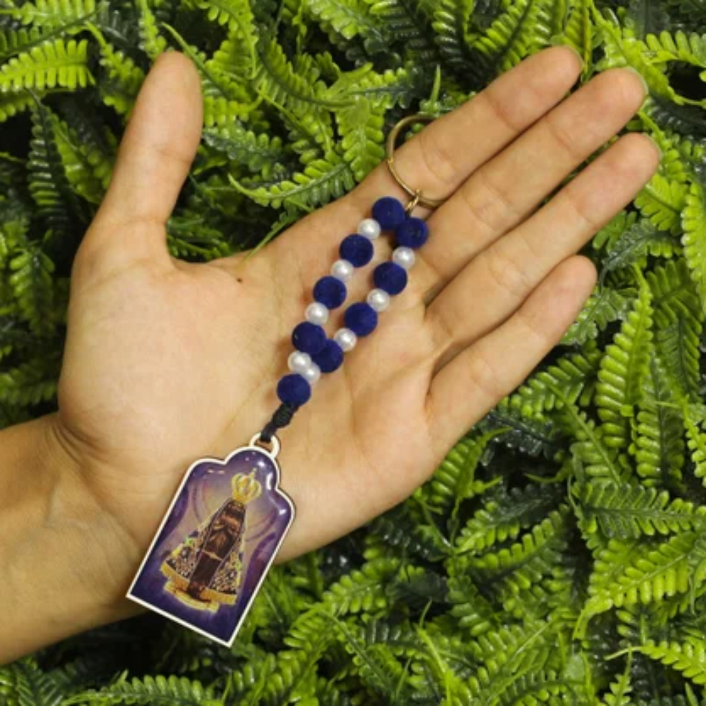 Chaveiro Madeira de Nossa Senhora Aparecida Contas