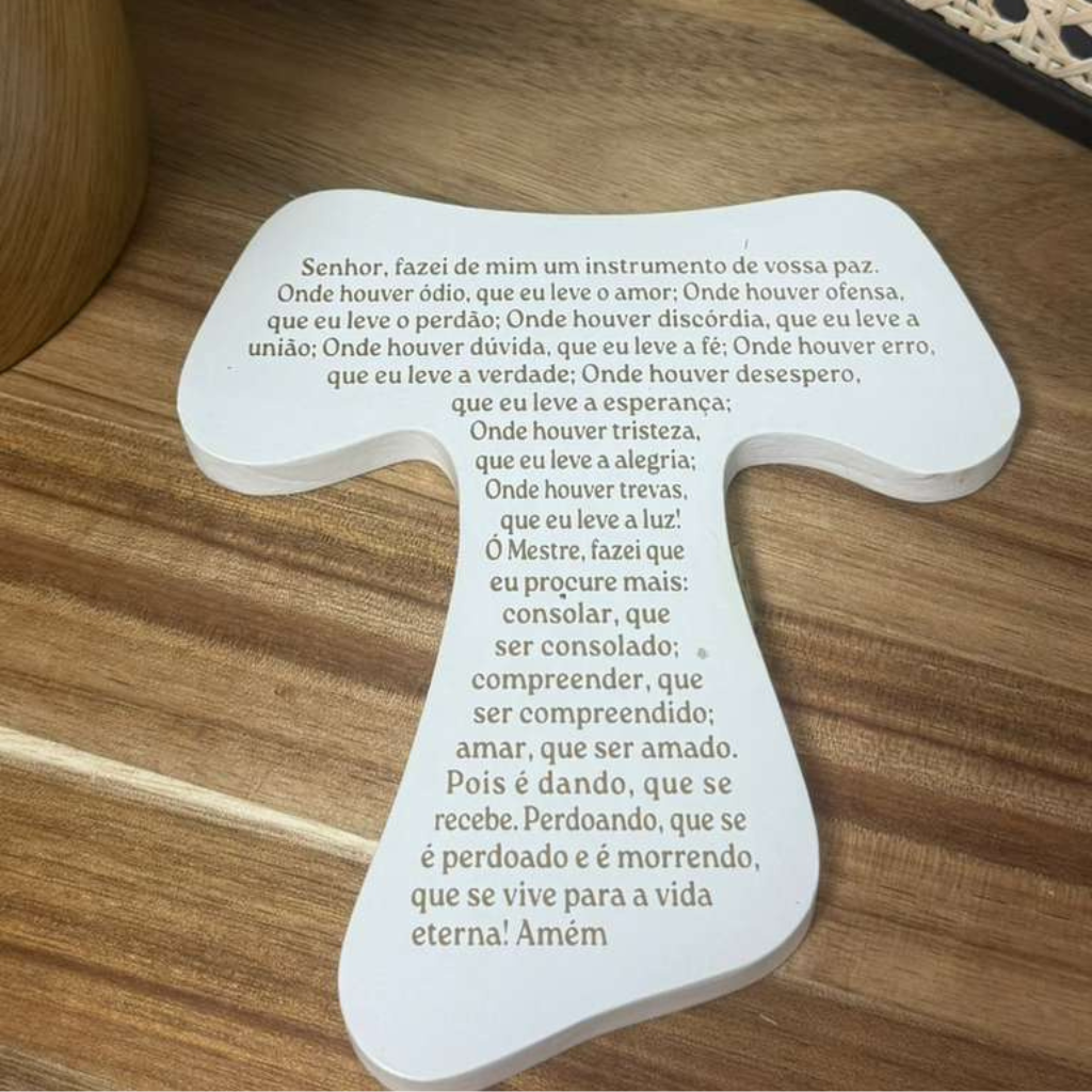 Tau Franciscano em madeira com oração