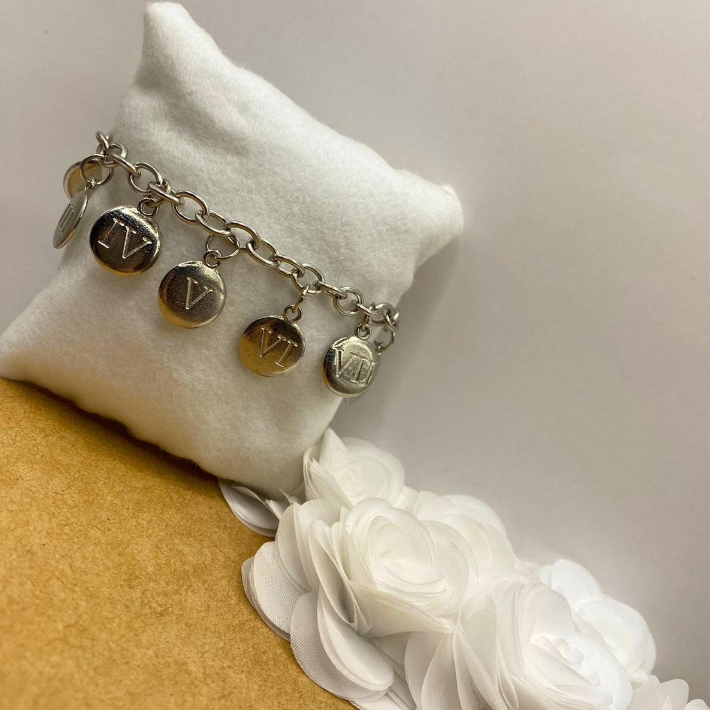 Pulseira Metal 10 Mandamentos Prata Velha Níquel