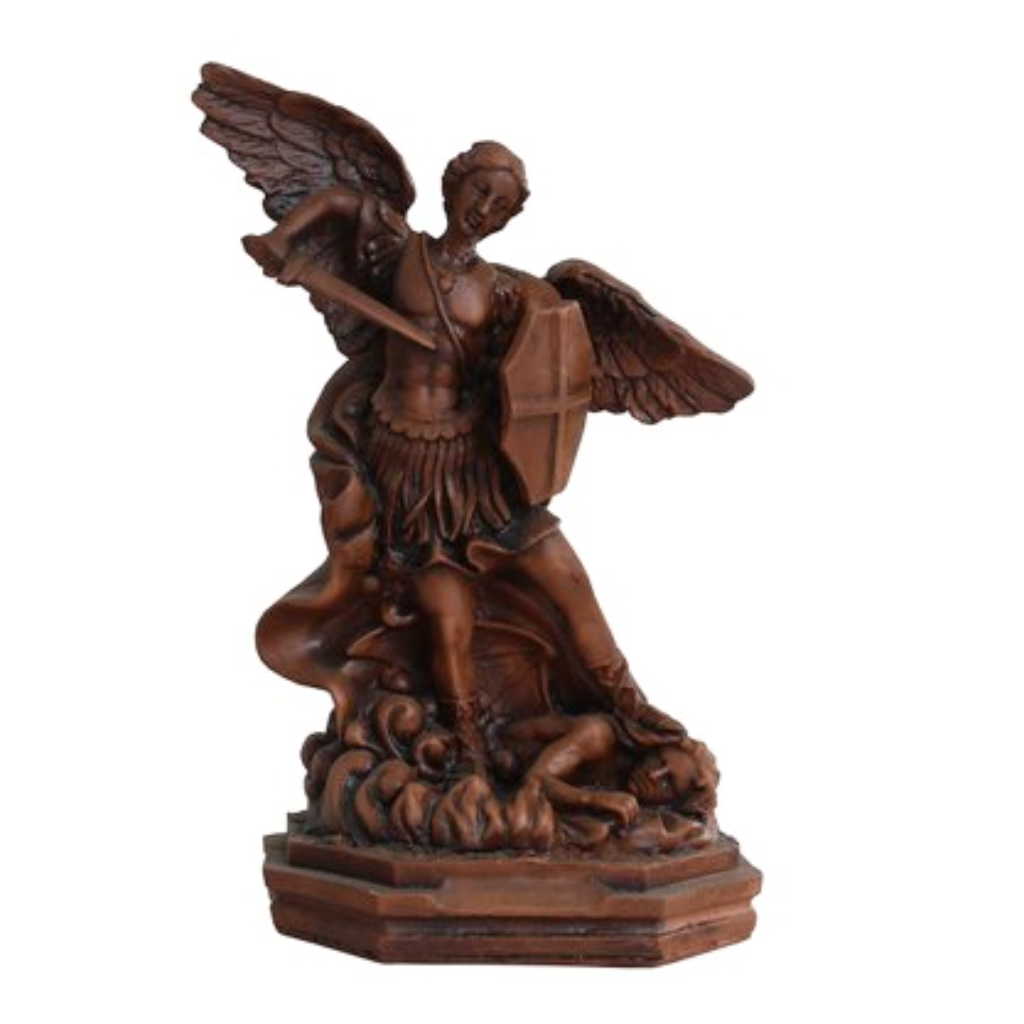 St. Michael the Archangel Resin Image - Wood Effect - 20 cm