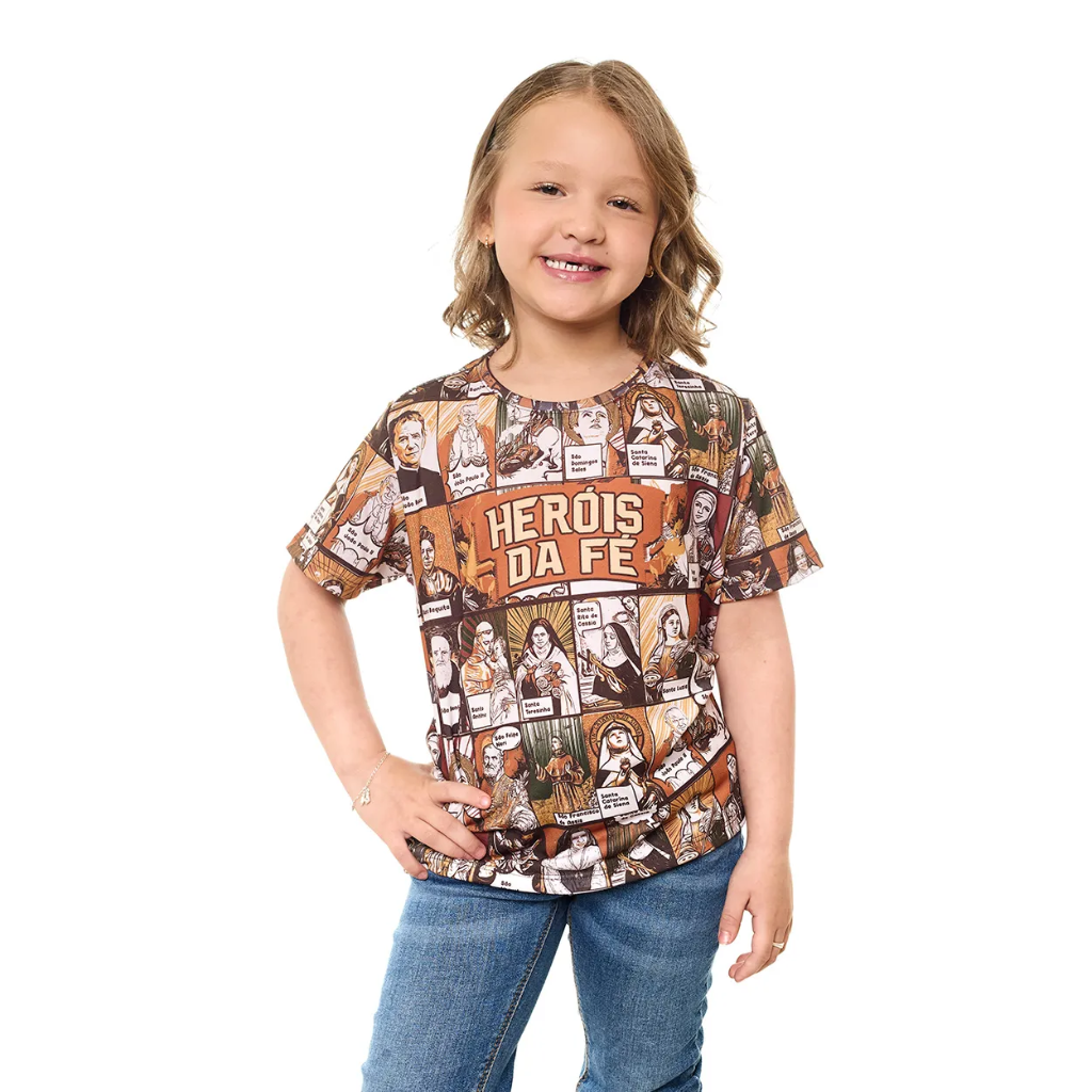 Camiseta Infantil Unissex Heróis da Fé